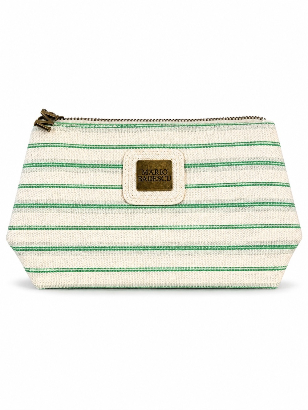 Mario Badescu White & Mint Striped Canvas Pouch